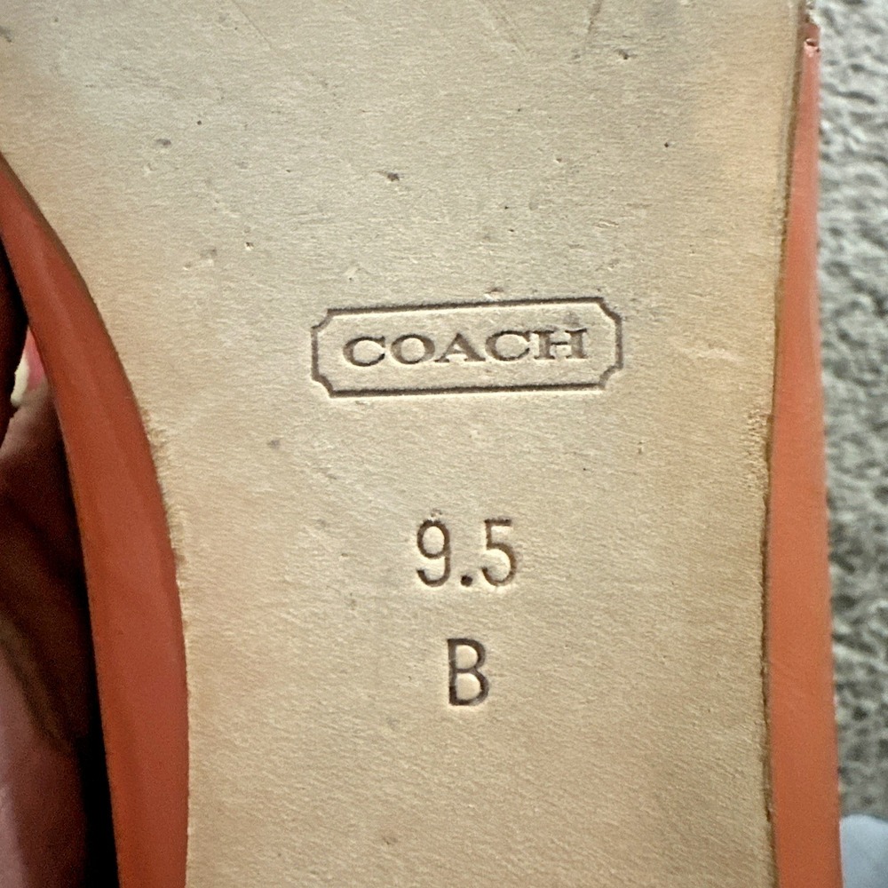 COACH Size 9.5 Kora Signature Logo Patent Leather Ballet Flats Shoes Orange - Picture 7 of 8